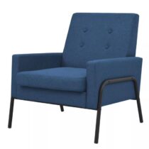 vidaXL Fauteuil staal en stof blauw Stoelen Blauw Kunststof