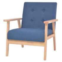 vidaXL Fauteuil stof blauw Stoelen Blauw Hout