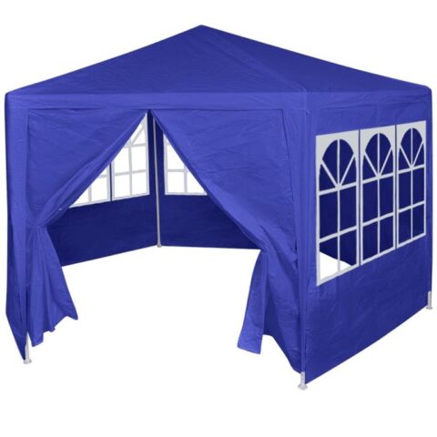 vidaXL Feesttent met 6 zijwanden 2x2 m blauw Zonwering Blauw Natuurlijk materiaal