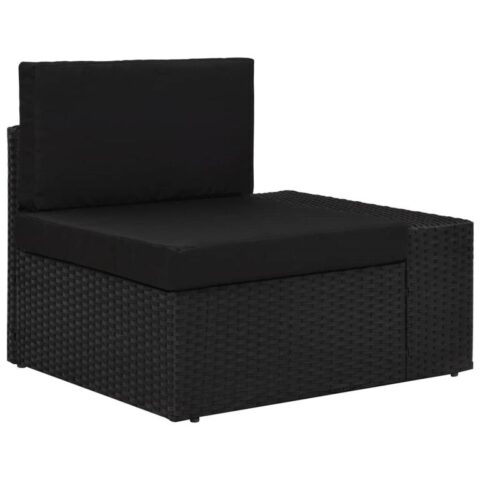 vidaXL Hoekbank met linkerarmleuning sectioneel poly rattan zwart Tuinmeubelen Zwart Polyamide