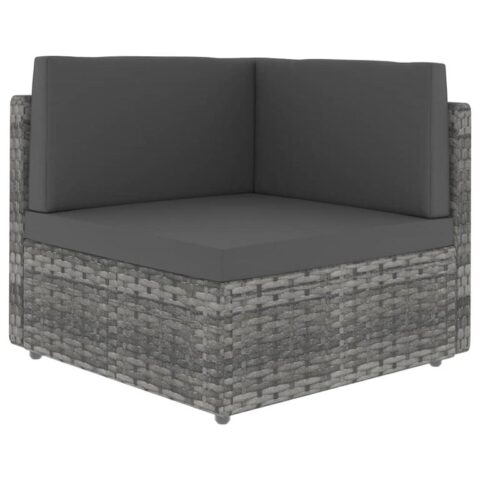 vidaXL Hoekbank sectioneel poly rattan grijs Tuinmeubelen Grijs Polyamide