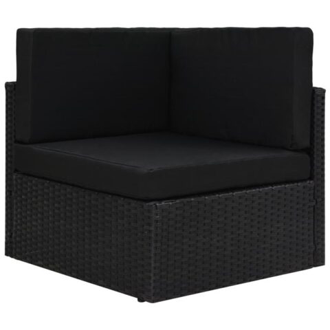 vidaXL Hoekbank sectioneel poly rattan zwart Tuinmeubelen Zwart Polyamide