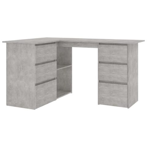 vidaXL Hoekbureau 145x100x76 cm spaanplaat betongrijs Bureau Grijs Spaanplaat