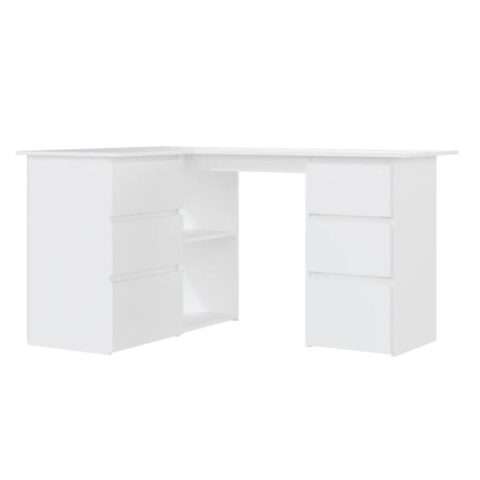 vidaXL Hoekbureau 145x100x76 cm spaanplaat wit Bureau Wit Spaanplaat