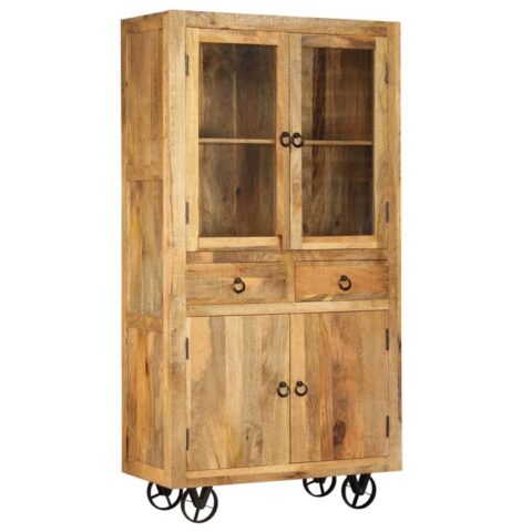 vidaXL Hoge kast 95x45x185 cm massief mangohout Kasten Bruin Hout