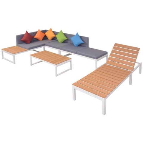 vidaXL Loungeset aluminium HKC 20-delig Tuinmeubelen Multicolor Aluminium