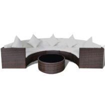 vidaXL Loungeset halfrond poly rattan bruin 17-delig Tuinmeubelen Bruin