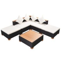 vidaXL Loungeset poly rattan HKC zwart 15-delig Tuinmeubelen Zwart