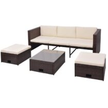 vidaXL Loungeset poly rattan bruin 12-delig Tuinmeubelen Bruin