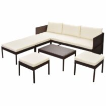 vidaXL Loungeset poly rattan bruin 15-delig Tuinmeubelen Bruin