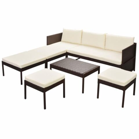 vidaXL Loungeset poly rattan bruin 15-delig Tuinmeubelen Bruin