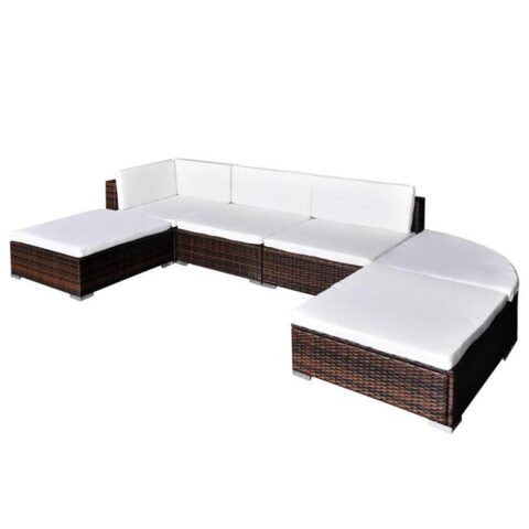 vidaXL Loungeset poly rattan bruin 16-delig Tuinmeubelen Bruin