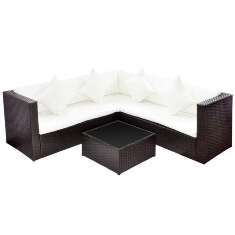 vidaXL Loungeset poly rattan bruin 17-delig Tuinmeubelen Bruin