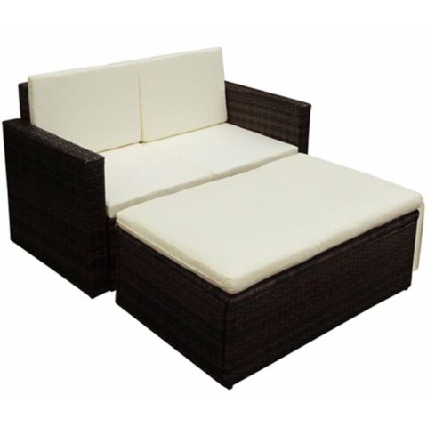 vidaXL Loungeset poly rattan bruin 7-delig Tuinmeubelen Bruin