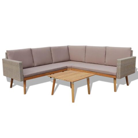 vidaXL Loungeset poly rattan grijs 13-delig Tuinmeubelen Grijs