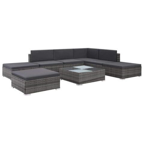 vidaXL Loungeset poly rattan grijs 20-delig Tuinmeubelen Grijs