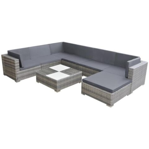 vidaXL Loungeset poly rattan grijs 24-delig Tuinmeubelen Grijs