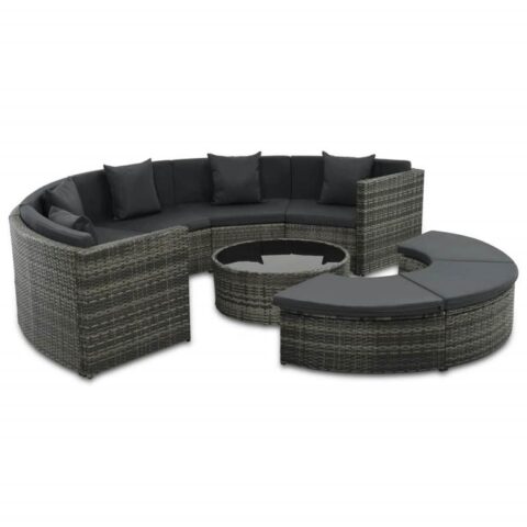 vidaXL Loungeset poly rattan grijs 25-delig Tuinmeubelen Grijs