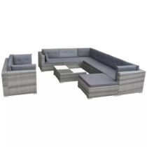 vidaXL Loungeset poly rattan grijs 32-delig Tuinmeubelen Grijs