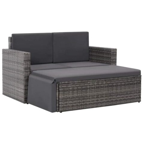 vidaXL Loungeset poly rattan grijs 7-delig Tuinmeubelen Grijs