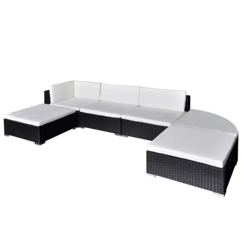 vidaXL Loungeset poly rattan zwart 16-delig Tuinmeubelen Zwart