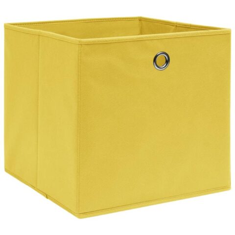 vidaXL Opbergboxen 10 st 28x28x28 cm nonwoven stof geel Opbergen Geel Natuurlijk materiaal