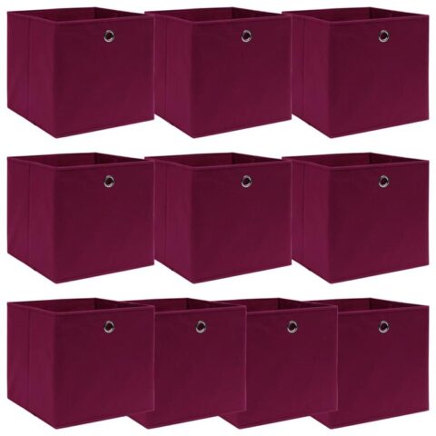 vidaXL Opbergboxen 10 st 32x32x32 cm stof donkerrood Opbergen Rood Natuurlijk materiaal