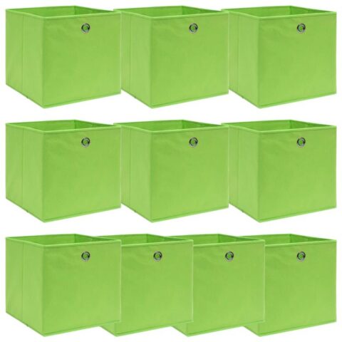 vidaXL Opbergboxen 10 st 32x32x32 cm stof groen Opbergen Groen Natuurlijk materiaal