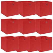 vidaXL Opbergboxen 10 st 32x32x32 cm stof rood Opbergen Rood Natuurlijk materiaal