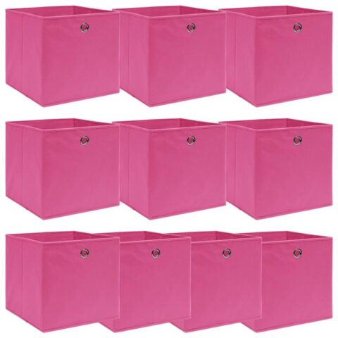 vidaXL Opbergboxen 10 st 32x32x32 cm stof roze Opbergen Roze Natuurlijk materiaal