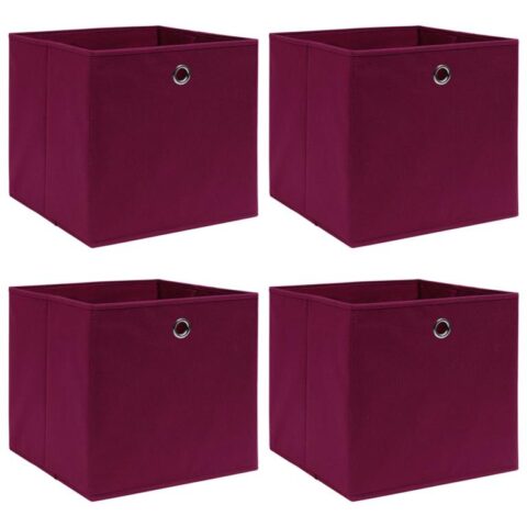 vidaXL Opbergboxen 4 st 32x32x32 cm stof donkerrood Opbergen Rood Natuurlijk materiaal