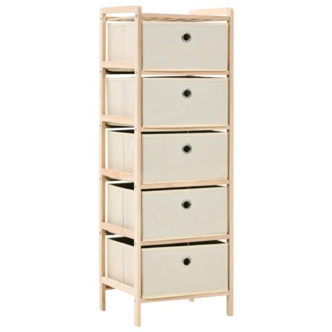 vidaXL Opbergmeubel met 5 stoffen manden cederhout beige Kasten Beige Hout