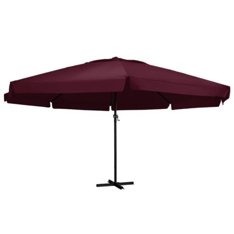 vidaXL Parasol met aluminium paal 600 cm bordeauxrood Zonwering Rood Kunststof