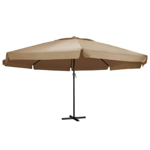 vidaXL Parasol met aluminium paal 600 cm taupe Zonwering Taupe Staal