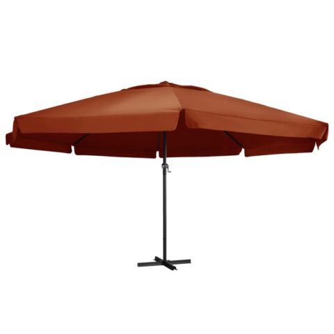 vidaXL Parasol met aluminium paal 600 cm terracottakleurig Zonwering Bruin Staal