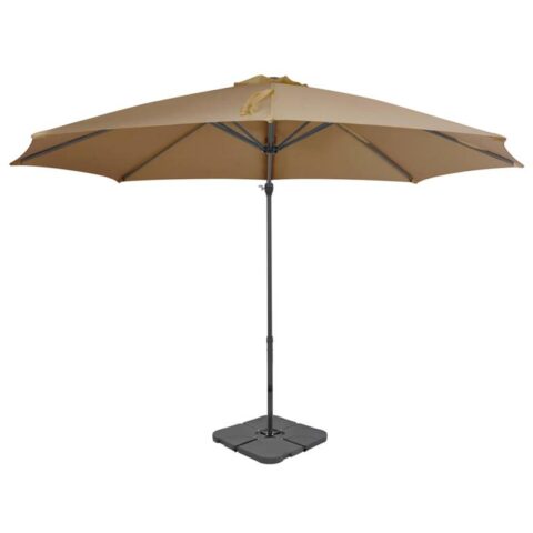 vidaXL Parasol met draagbare voet taupe Zonwering Taupe Staal