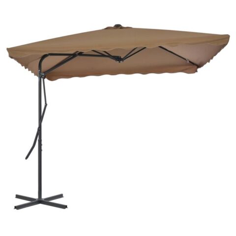 vidaXL Parasol met stalen paal 250x250 cm taupe Zonwering Bruin Staal