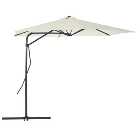 vidaXL Parasol met stalen paal 300 cm zandkleurig Zonwering Beige Staal