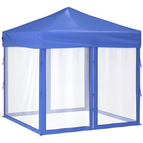 vidaXL Partytent inklapbaar met zijwanden 2x2 m blauw Zonwering Blauw Natuurlijk materiaal