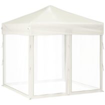 vidaXL Partytent inklapbaar met zijwanden 2x2 m crèmekleurig Zonwering Crème Natuurlijk materiaal