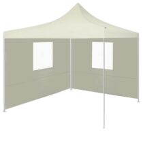 vidaXL Partytent met 2 zijwanden inklapbaar 2x2 m staal crème Zonwering Crème Natuurlijk materiaal