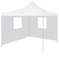 vidaXL Partytent met 2 zijwanden inklapbaar 2x2 m staal wit Zonwering Wit Natuurlijk materiaal