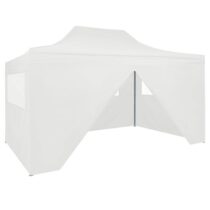 vidaXL Partytent met 4 zijwanden inklapbaar 3x4 m staal wit Zonwering Wit Natuurlijk materiaal