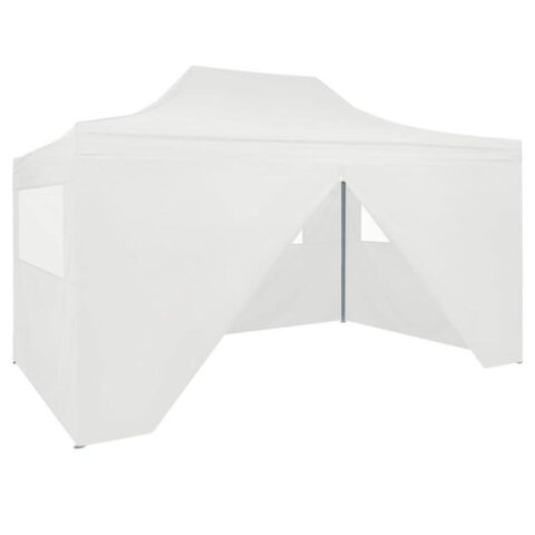 vidaXL Partytent met 4 zijwanden inklapbaar 3x4 m staal wit Zonwering Wit Natuurlijk materiaal