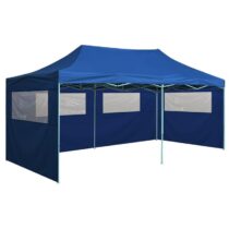 vidaXL Partytent met 4 zijwanden inklapbaar 3x6 m staal blauw Zonwering Blauw Natuurlijk materiaal