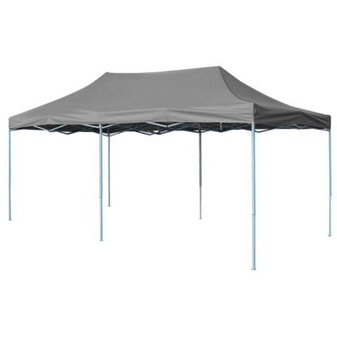 vidaXL Partytent pop-up inklapbaar 3x6 m antraciet Zonwering Grijs Natuurlijk materiaal