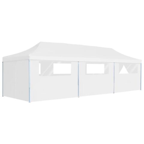 vidaXL Partytent pop-up met 8 zijwanden 3x9 m wit Zonwering Wit Natuurlijk materiaal