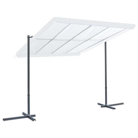 vidaXL Prieel met kantelbaar schuifdak 350x253x196 cm crèmekleurig Zonwering Crème Staal