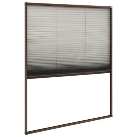 vidaXL Raamhor plissé 120x160 cm aluminium bruin Raamdecoratie Bruin Glasvezel