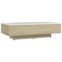 vidaXL Salontafel 115x60x31 cm spaanplaat wit en sonoma eikenkleurig Tafels Wit Hout